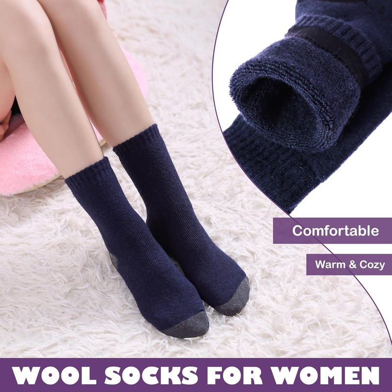 LINEMIN Wool Socks for Women Winter Warm Hiking Thick Warm Cozy Boot Crew Gift Socks 5 Pairs - Image 4